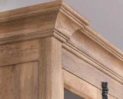 Vaisselier en manguier massif 170 cm avec portes vitrées et tiroirs 