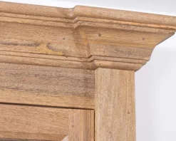 Vaisselier en manguier massif 170 cm avec portes vitrées et tiroirs 
