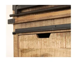 Vaisselier industriel métal et bois portes coulissantes 2m "Caractère"