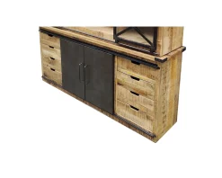 Vaisselier industriel métal et bois portes coulissantes 2m 
