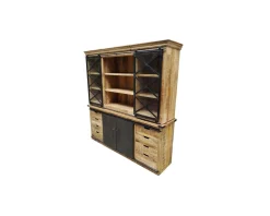 Vaisselier industriel métal et bois portes coulissantes 2m 
