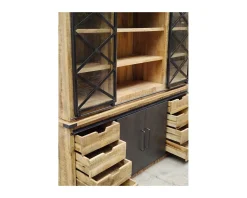 Vaisselier industriel métal et bois portes coulissantes 2m 