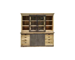 Vaisselier industriel métal et bois portes coulissantes 2m 