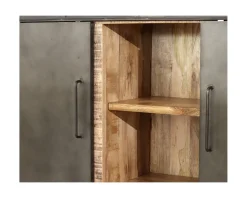 Vaisselier industriel métal et bois portes coulissantes 2m 