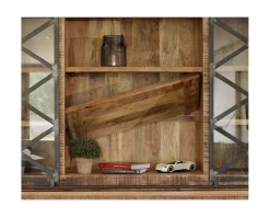 Vaisselier industriel métal et bois portes coulissantes 2m 