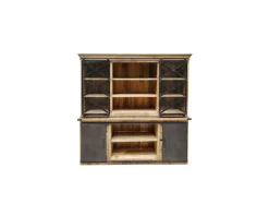 Vaisselier industriel métal et bois portes coulissantes 2m 