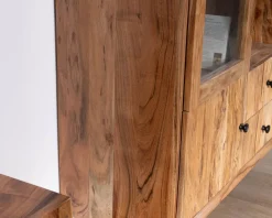 Vaisselier rétro en acacia et pieds métal 