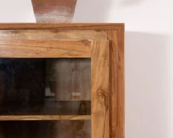 Vaisselier rétro en acacia et pieds métal 