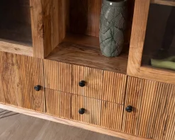 Vaisselier rétro en acacia et pieds métal 