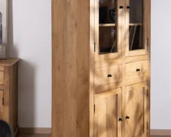 Vaisselier style maison de campagne en manguier avec portes vitrées "Sarah"