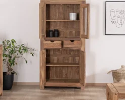 Vaisselier vitré en palissandre "Kalanohé" 4 portes et 2 tiroirs