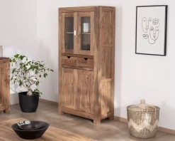 Vaisselier vitré en palissandre "Kalanohé" 4 portes et 2 tiroirs