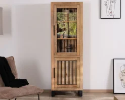 Vitrine 2 portes en manguier "Manoha" avec façade décor réversible