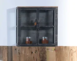 Vitrine 2 portes en métal anthracite et verre 