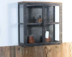 Vitrine 2 portes en métal anthracite et verre 