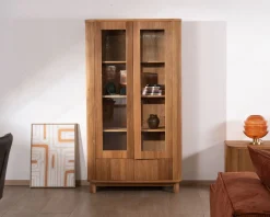 Vitrine avec 2 tiroirs bas style rétro 