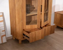 Vitrine avec 2 tiroirs bas style rétro 