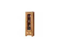 Vitrine en chêne massif huilé 1 porte 1 tiroir "Lodge Casita" 180 cm
