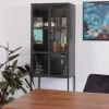 Vitrine style factory 2 portes métal noir et verre "Black Cook"